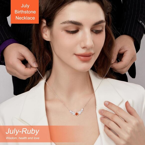 Women's Moissanite Pendant Sterling Silver Gold Plating Orange Necklace - Picture 5 of 6